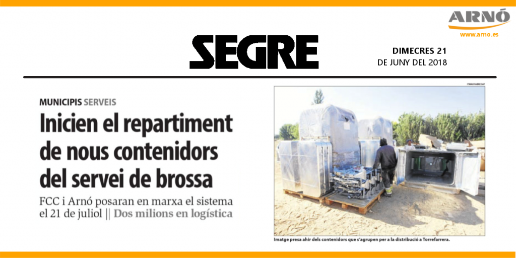 Noticia Segre: Inicien el repartiment de nous contenidors del servei de brossa. Arnó